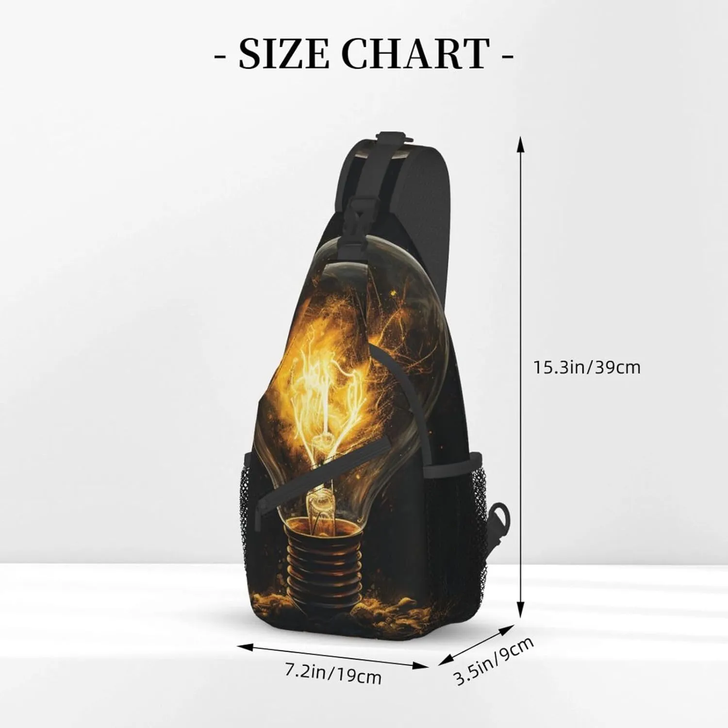 Sling Bag for Women Men Light Orange Print Crossbody Shoulder Bag Chest Shoulder Backpack Travel Hiking Daypack, Light Bulb, One Size