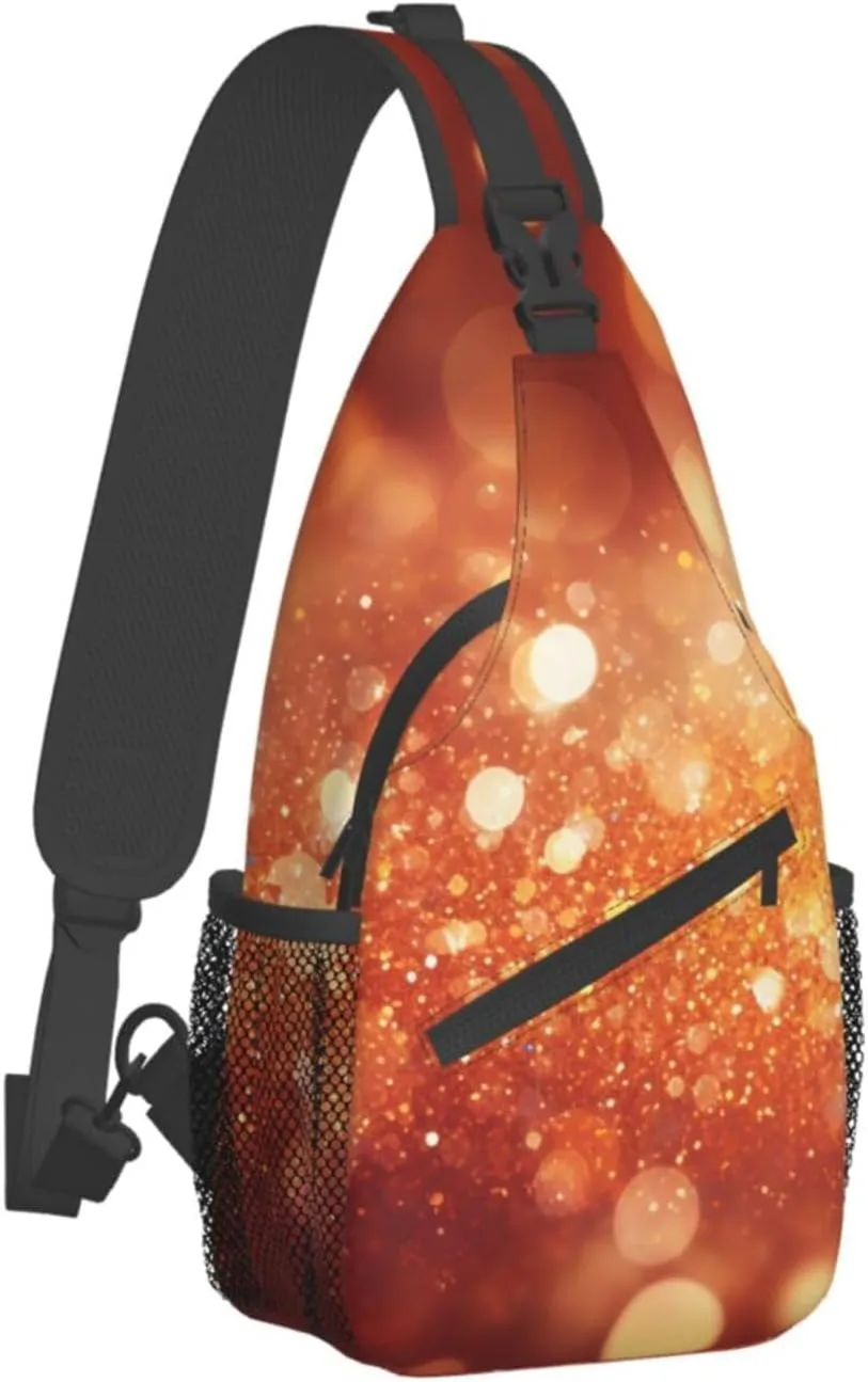 Sling Bag for Women Men Light Orange Print Crossbody Shoulder Bag Chest Shoulder Backpack Travel Hiking Daypack, Light Orange, One Size
