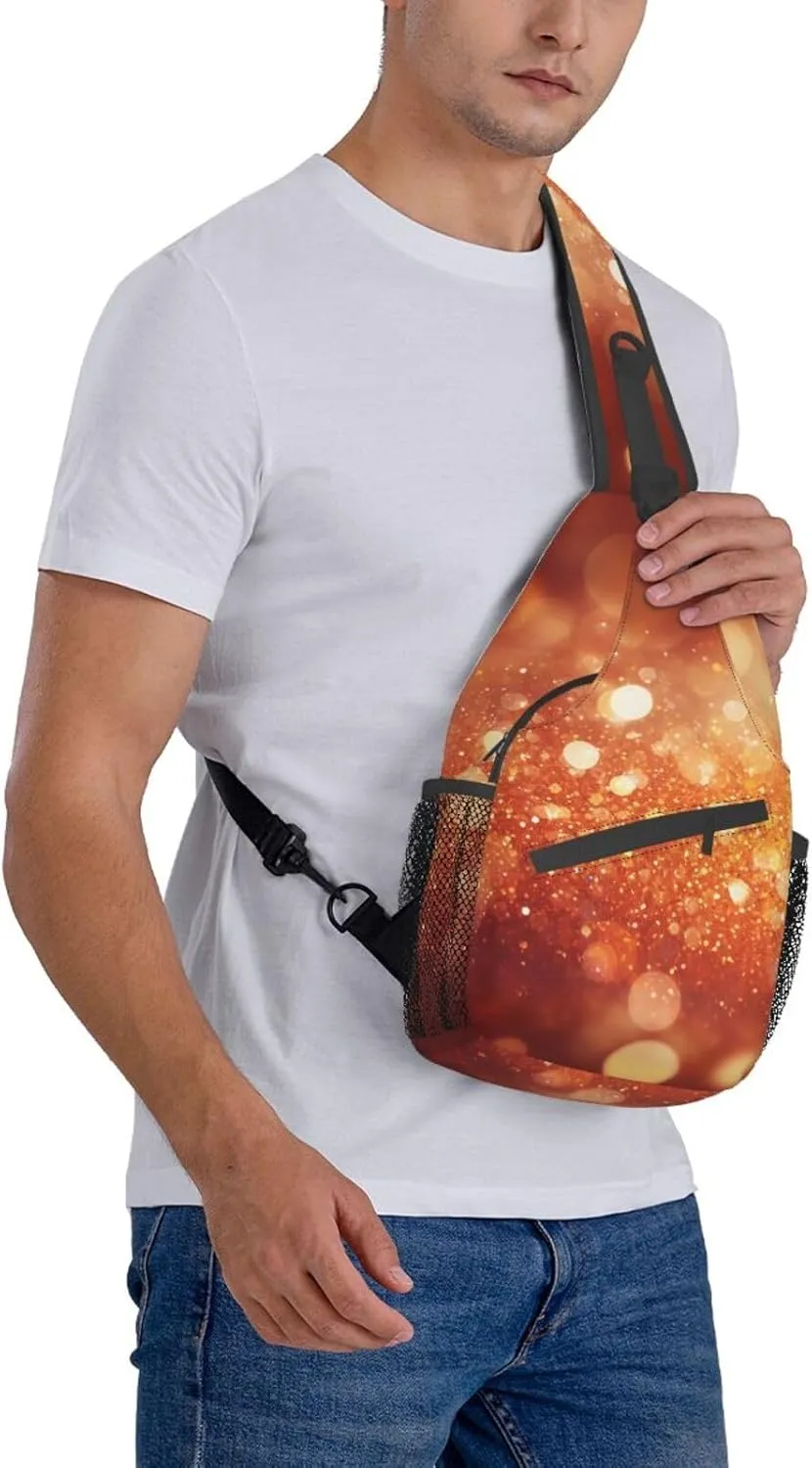 Sling Bag for Women Men Light Orange Print Crossbody Shoulder Bag Chest Shoulder Backpack Travel Hiking Daypack, Light Orange, One Size