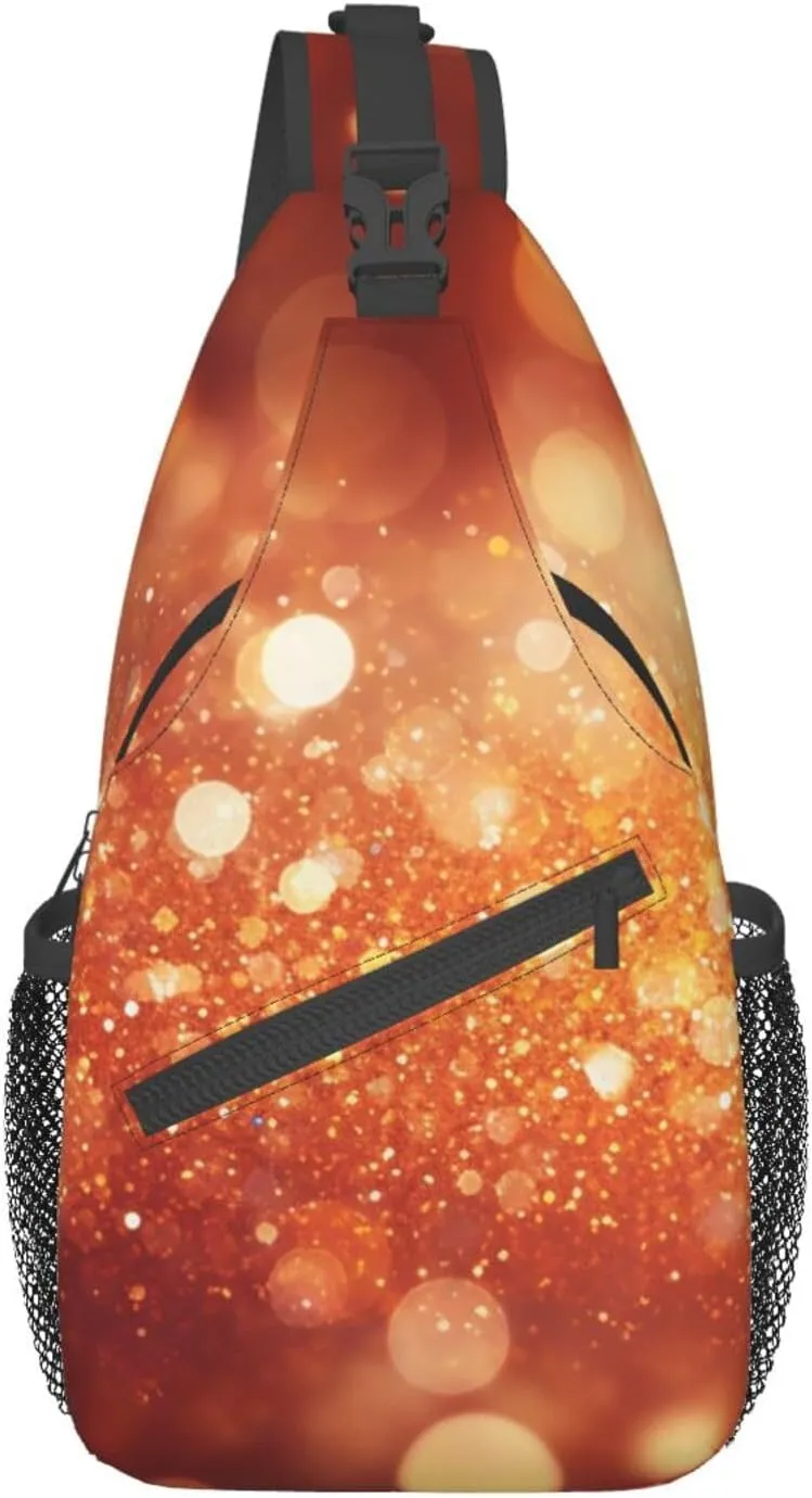 Sling Bag for Women Men Light Orange Print Crossbody Shoulder Bag Chest Shoulder Backpack Travel Hiking Daypack, Light Orange, One Size