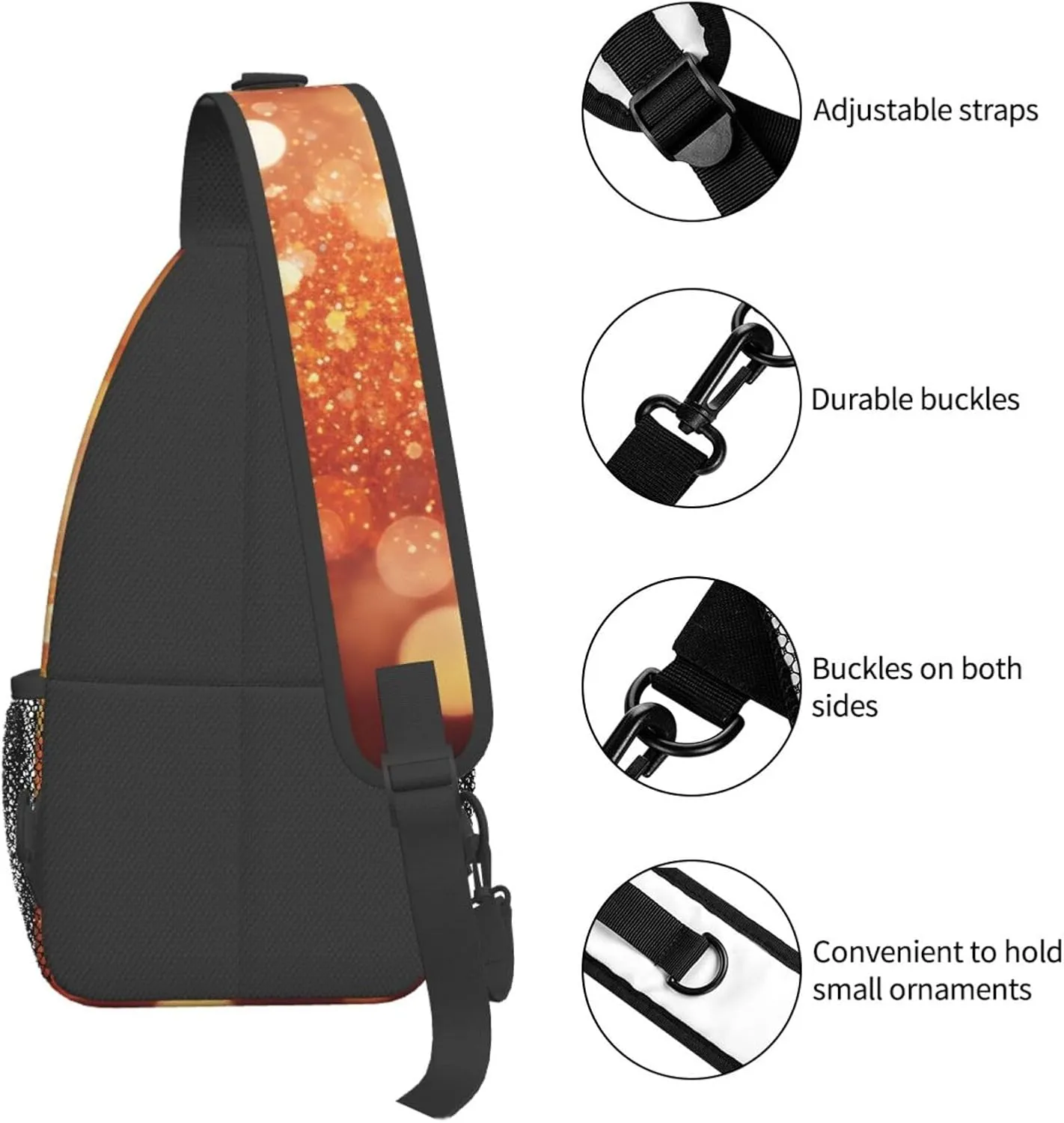 Sling Bag for Women Men Light Orange Print Crossbody Shoulder Bag Chest Shoulder Backpack Travel Hiking Daypack, Light Orange, One Size