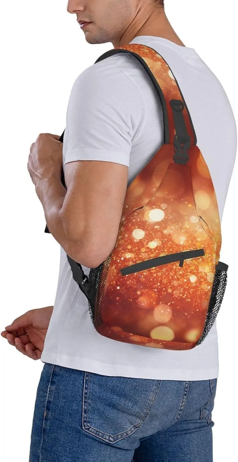 Sling Bag for Women Men Light Orange Print Crossbody Shoulder Bag Chest Shoulder Backpack Travel Hiking Daypack, Light Orange, One Size