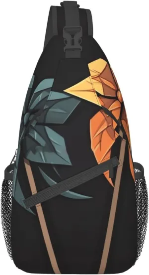Sling Bag for Women Men Light Orange Print Crossbody Shoulder Bag Chest Shoulder Backpack Travel Hiking Daypack, Origami Windmill, One Size