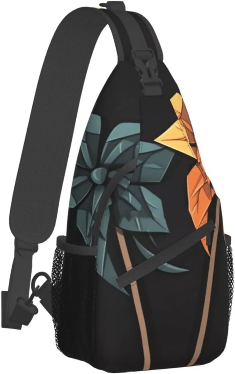 Sling Bag for Women Men Light Orange Print Crossbody Shoulder Bag Chest Shoulder Backpack Travel Hiking Daypack, Origami Windmill, One Size