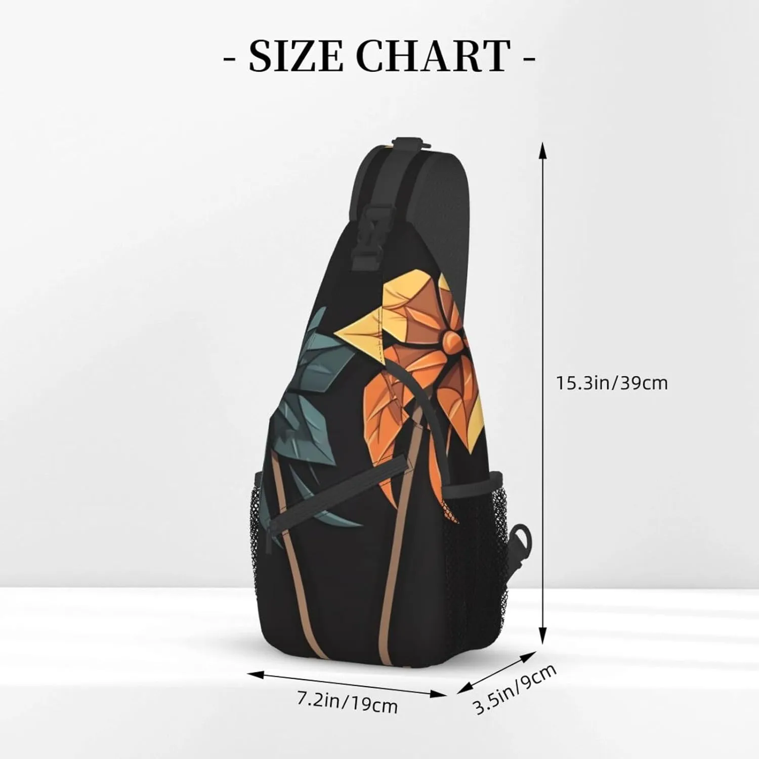 Sling Bag for Women Men Light Orange Print Crossbody Shoulder Bag Chest Shoulder Backpack Travel Hiking Daypack, Origami Windmill, One Size