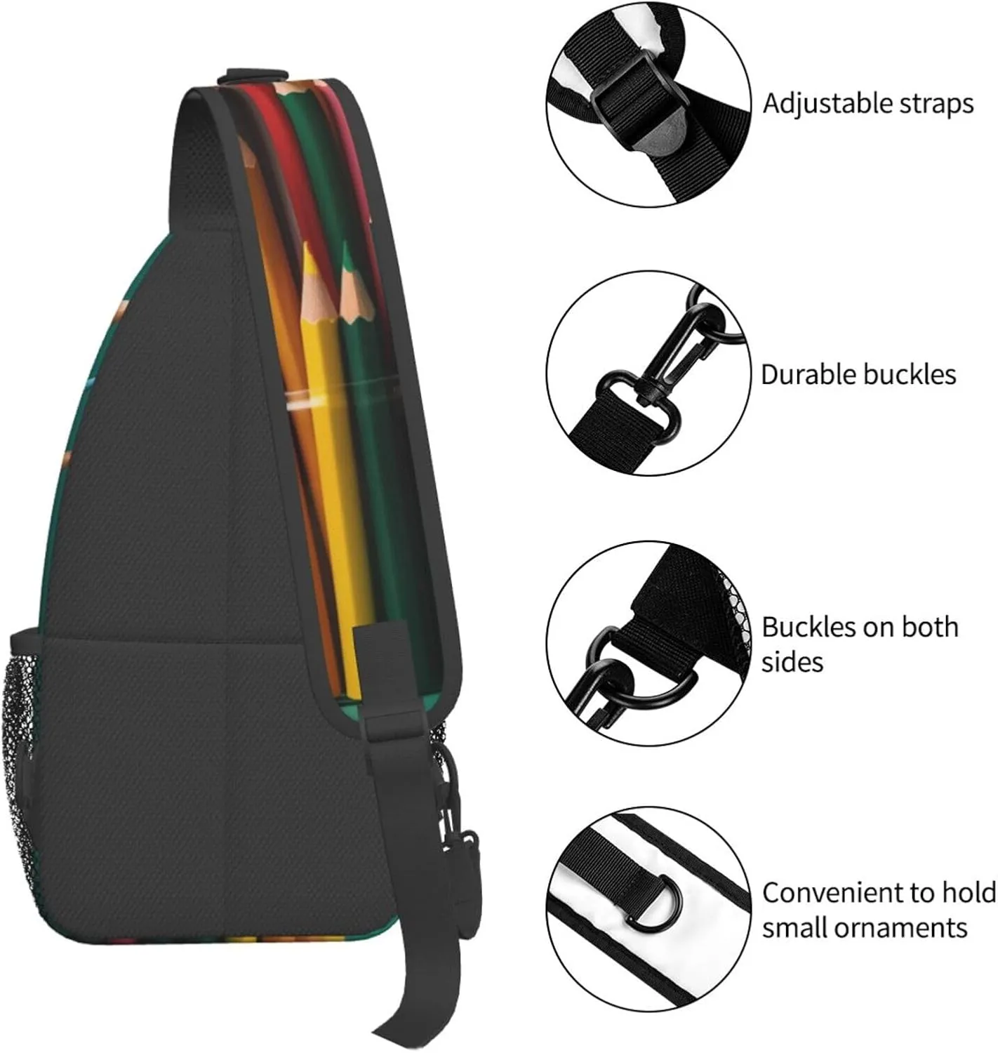 Sling Bag for Women Men Light Orange Print Crossbody Shoulder Bag Chest Shoulder Backpack Travel Hiking Daypack, Pen Holder, One Size