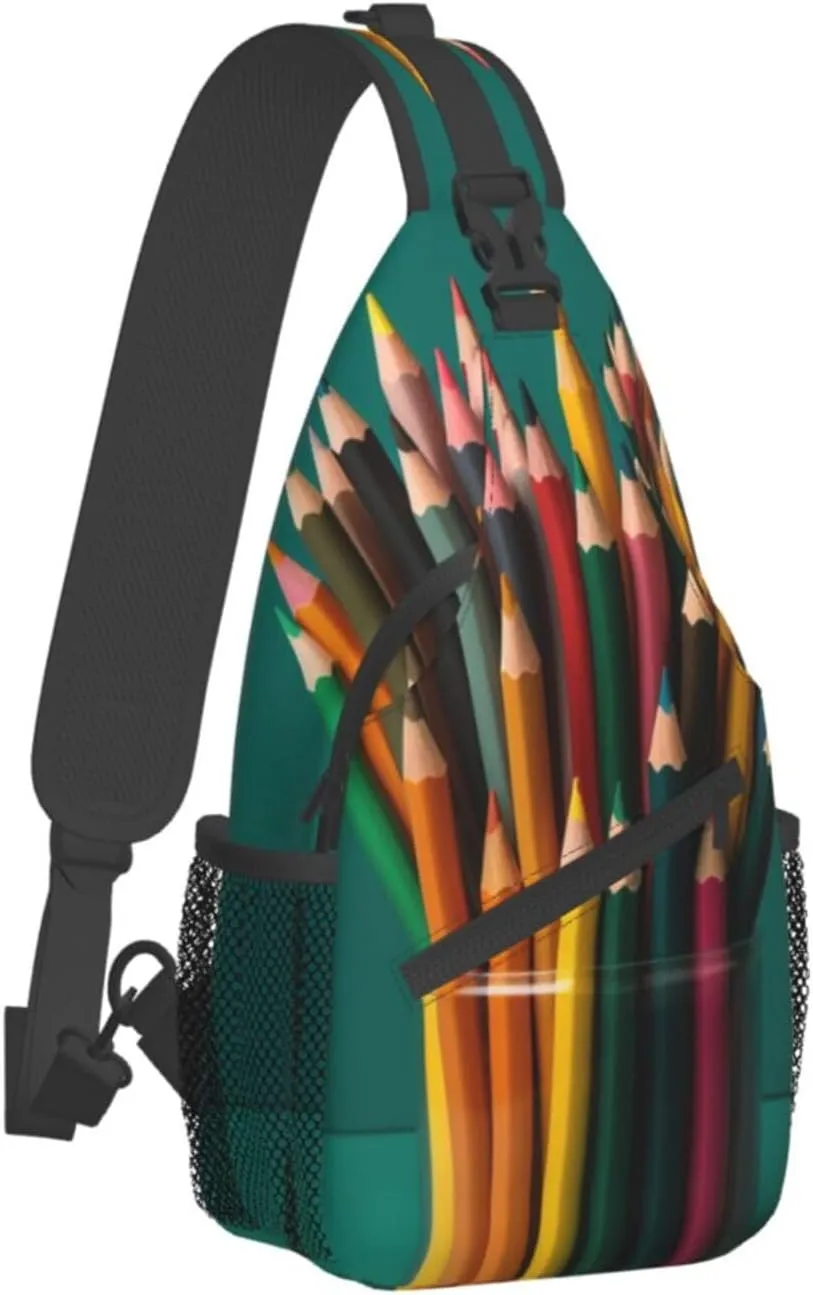 Sling Bag for Women Men Light Orange Print Crossbody Shoulder Bag Chest Shoulder Backpack Travel Hiking Daypack, Pen Holder, One Size