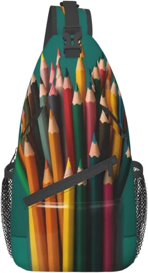 Sling Bag for Women Men Light Orange Print Crossbody Shoulder Bag Chest Shoulder Backpack Travel Hiking Daypack, Pen Holder, One Size