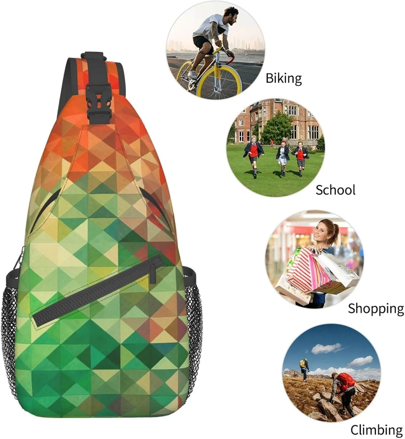 Sling Bag for Women Men Various Gradients Print Crossbody Shoulder Bag Chest Shoulder Backpack Travel Hiking Daypack, Various Gradients, One Size