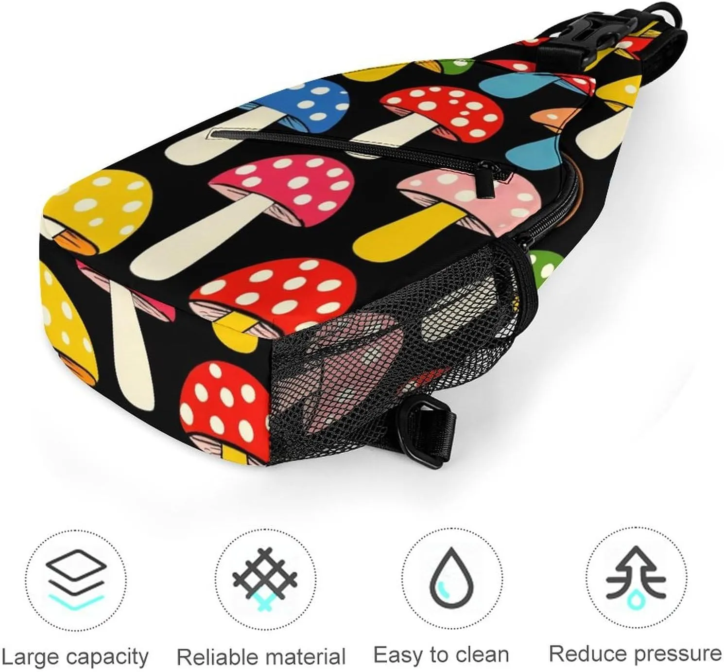 Sling Shoulder Backpack for Men Women Anti-Theft Multipurpose Travel Backpack Camping Outdoor Bag, Cute Mushrooms Ladies Funny Mushroom Crossbody Daypacks Shoulder Packs