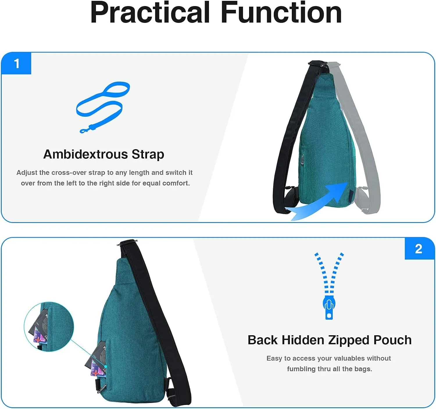 Small Crossbody Sling Backpack anti Theft Backpack for Traveling Chest Shoulder Bag