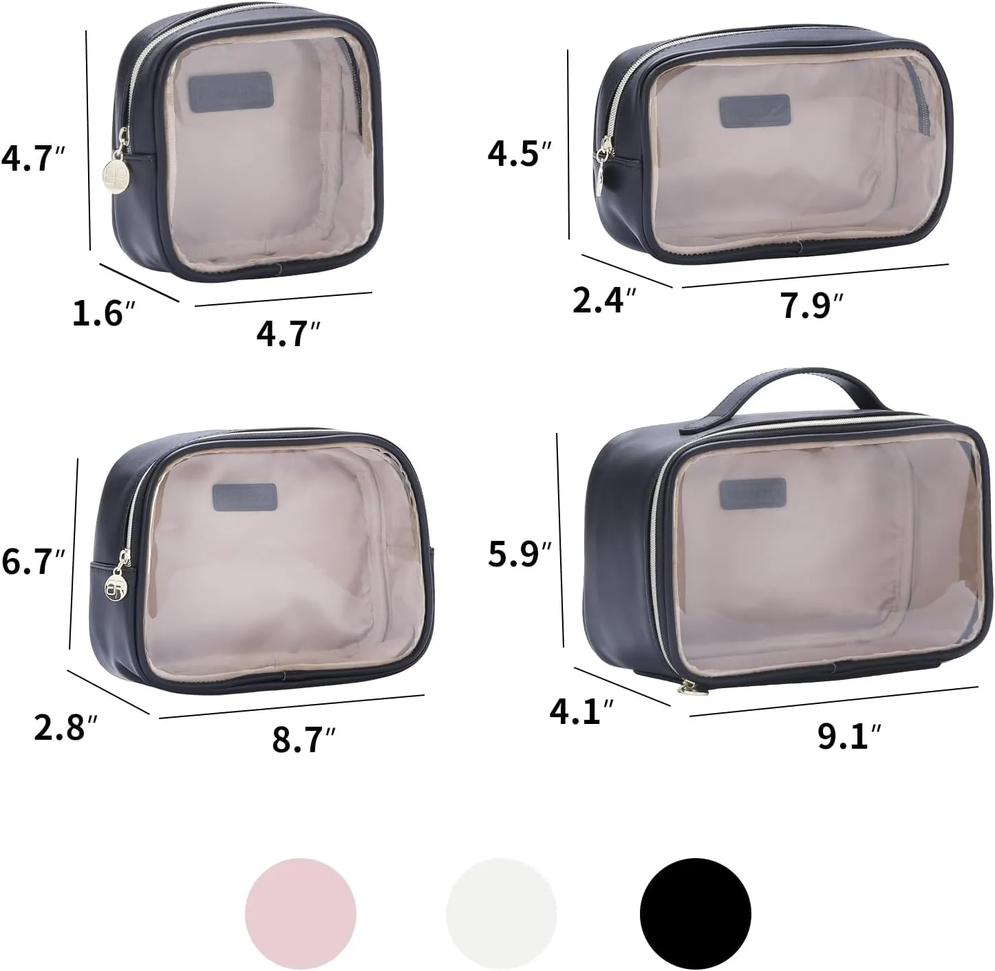 Small Makeup Bag for Purse,Clear Cosmetic Bag for Travel, Organizer Bag for Accessories Black