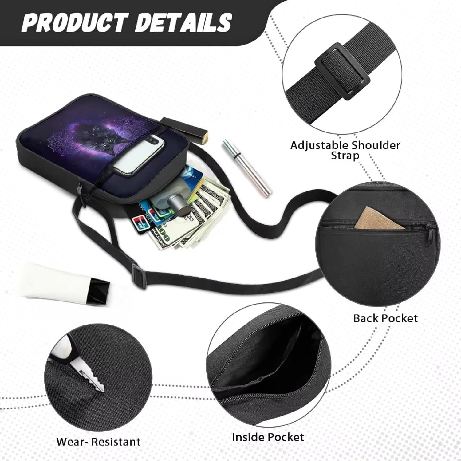 Small Messenger Bag for Men Women Wallet Purse Cell Phone Purse Shoulder Bag for Phone Passport