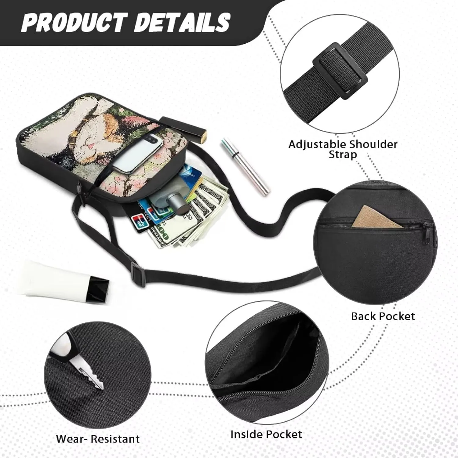 Small Messenger Bag for Men Women Wallet Purse Cell Phone Purse Shoulder Bag for Phone Passport