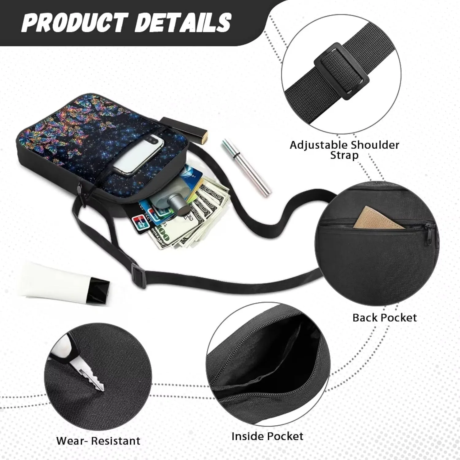 Small Messenger Bag for Men Women Wallet Purse Cell Phone Purse Unisex Shoulder Bag for Work Travel