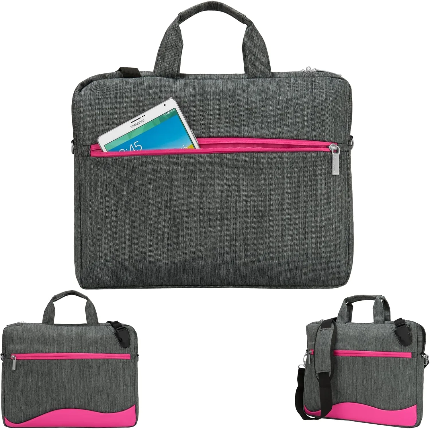 Smart Briefcase 15 in Laptop Carrying Case Bag with Front Pocket for MacBook Pro M2 M1, Acer Swift, HP Victus, Acer Predator
