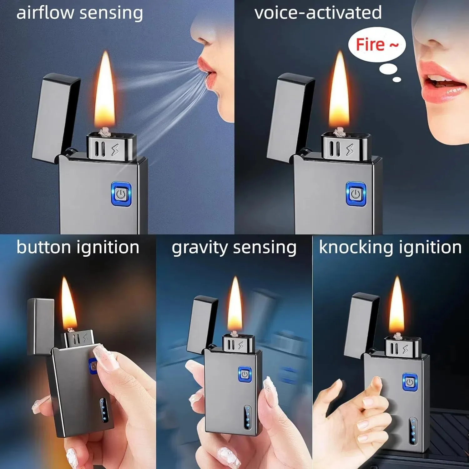 Smart Kerosene Soft Flame Lighter, Multiple Ignition Methods, Reusable Multi-Function Dual-use Lighter, Suitable for Outdoor picnics, Travel (Fuel not Included)(Red)