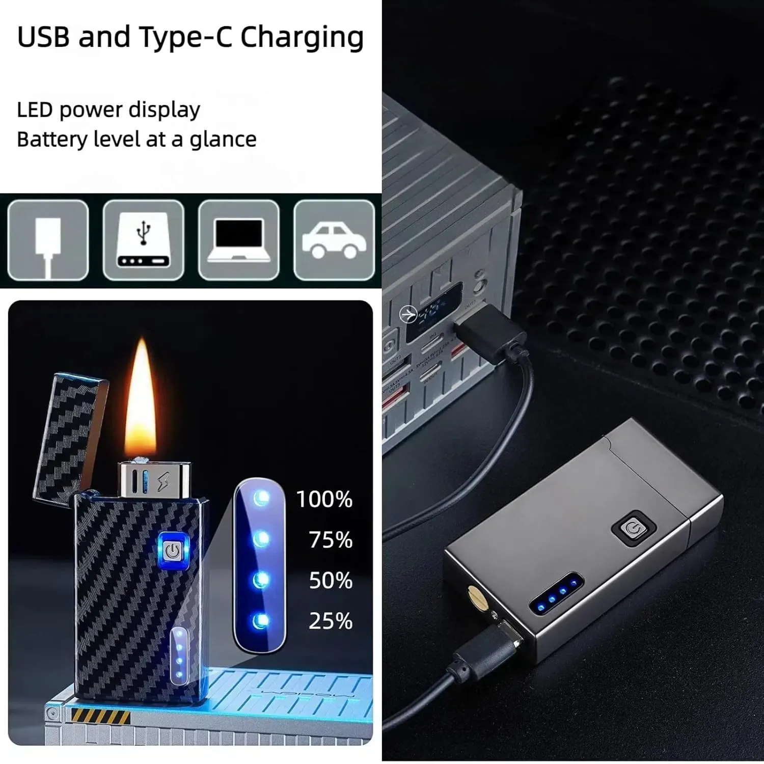 Smart Kerosene Soft Flame Lighter, Multiple Ignition Methods, Reusable Multi-Function Dual-use Lighter, Suitable for Outdoor picnics, Travel (Fuel not Included)(Red)