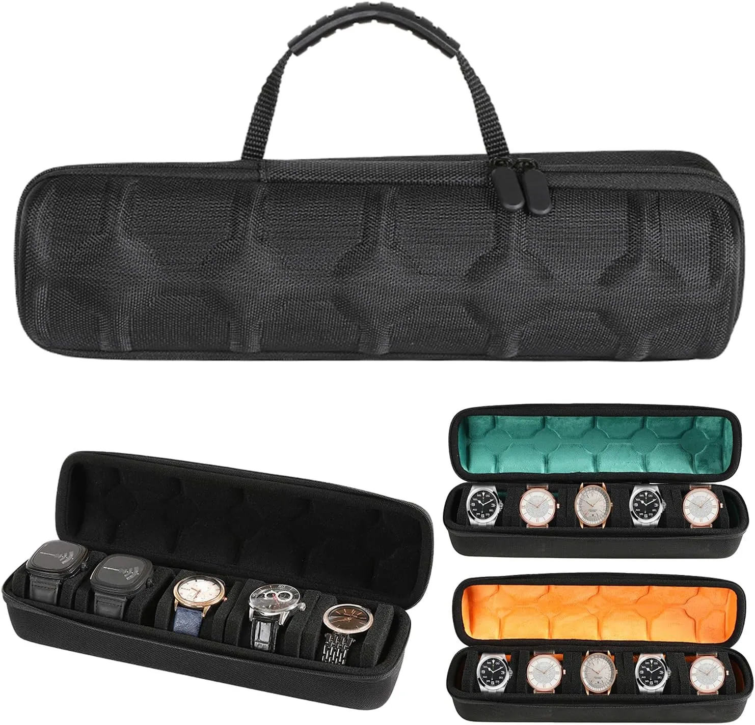 Smartwatch Carrying Case 5 Slot Storage Box Shockproof Portable Jewelry Organizers Solution for Collectors & Enthusiasts Watch Cases