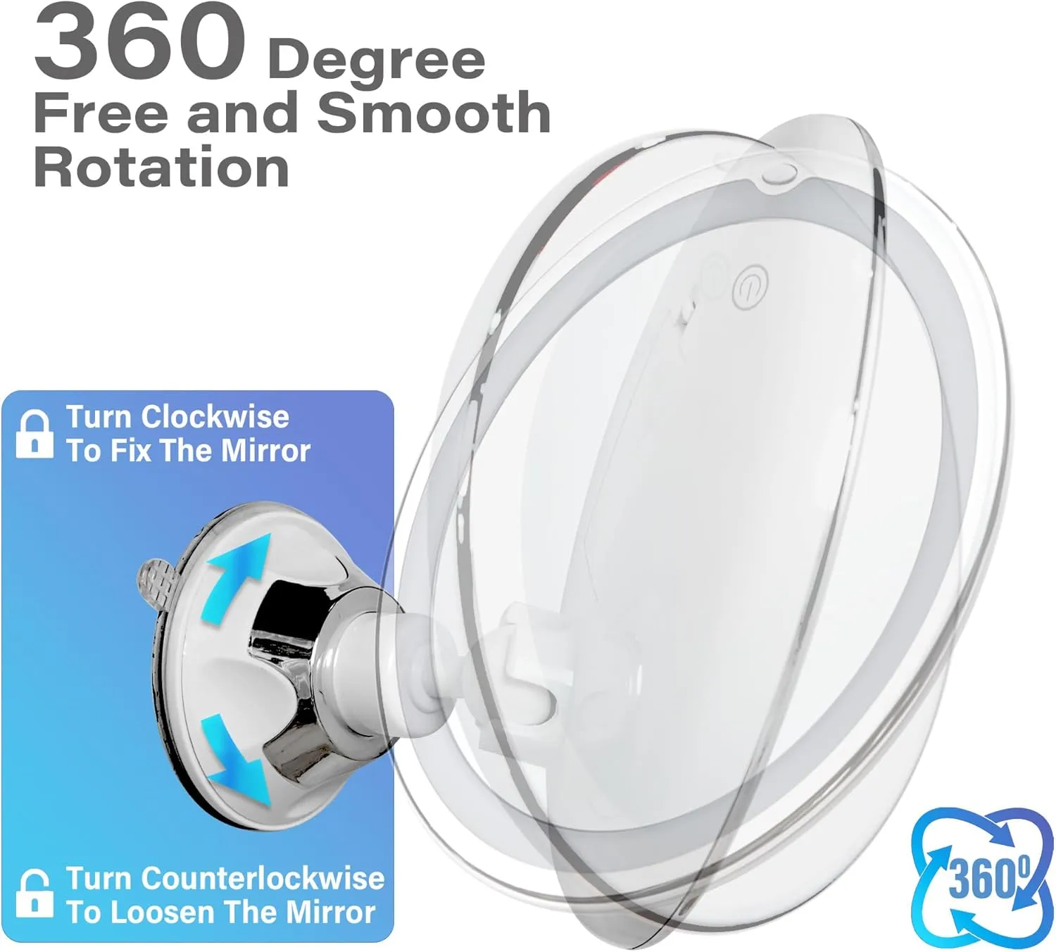 Snowflakes 10x Magnifying Lighted Makeup Mirror with Lights, Suction Cups, and 360° Swivel – Touch Control, 3 Light Modes – Ideal for Home, Bathroom Vanity, and Travel