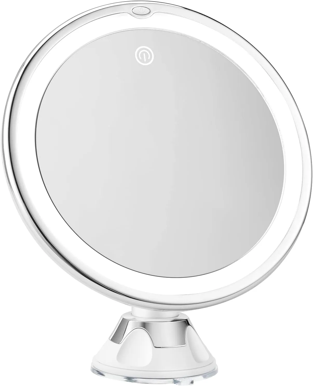 Snowflakes 10x Magnifying Lighted Makeup Mirror with Lights, Suction Cups, and 360° Swivel – Touch Control, 3 Light Modes – Ideal for Home, Bathroom Vanity, and Travel