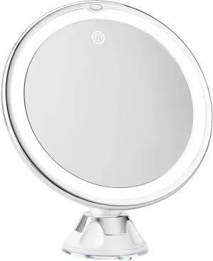 Snowflakes 10x Magnifying Lighted Makeup Mirror with Lights, Suction Cups, and 360° Swivel – Touch Control, 3 Light Modes – Ideal for Home, Bathroom Vanity, and Travel