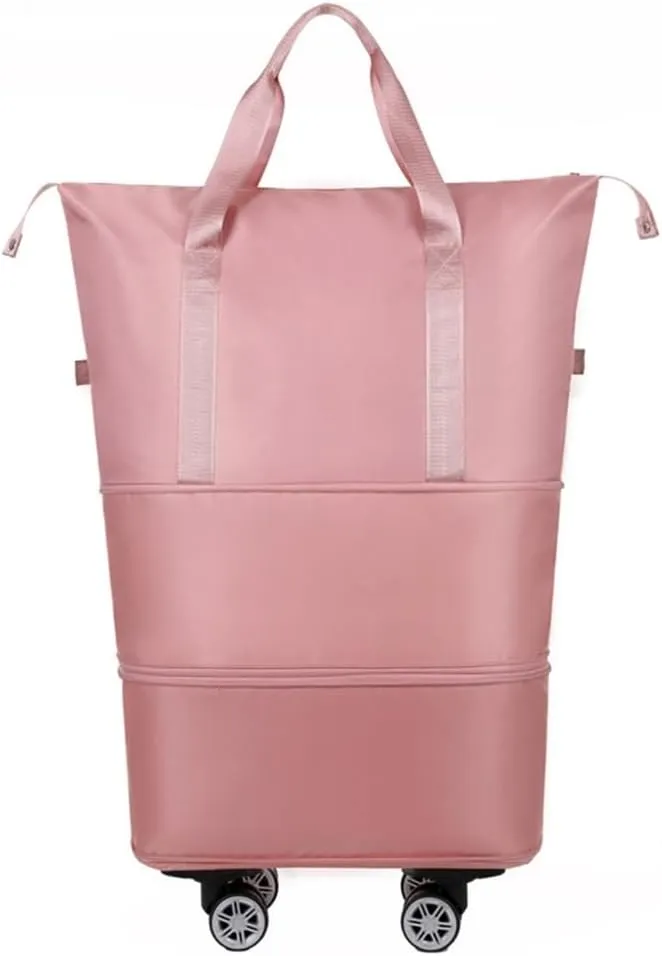 Solid Color Wheeled Rolling Sport Bag Extendable Foldable Travel Luggage Bag with Large Capacity Storage