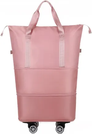 Solid Color Wheeled Rolling Sport Bag Extendable Foldable Travel Luggage Bag with Large Capacity Storage