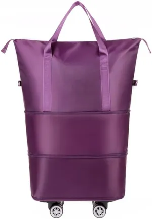 Solid Color Wheeled Rolling Sport Bag Extendable Foldable Travel Luggage Bag with Large Capacity Storage