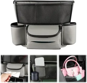 Soputry Car Storage Pocket Handbag Holder for Car Between Seats, Multi-Pocket Automotive Seat Organizer, Large Capacity Storage Bag, Removable Inner Liner, Grey
