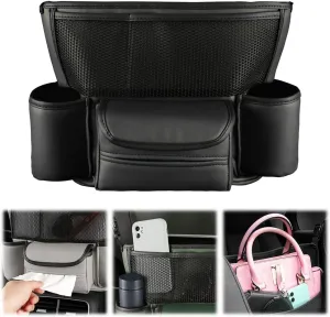 soputry Car Storage Pocket Handbag Holder for Car Between Seats, Multi-Pocket Automotive Seat Organizer Large Capacity Storage Bag, Removable Organizer Pockets Pet Kids Barrier (Black)