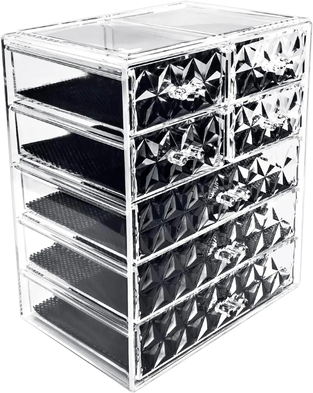 Sorbus Acrylic Makeup Organizer - Organization and Storage Case for Cosmetics Make Up & Jewelry - Big Clear Makeup Organizer for Vanity, Bathroom, College Dorm, Closet, Desk (3 Large, 4 Small Drawers)