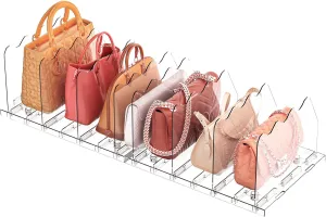SOYO Adjustable Clear Purse Organizers for Closet, Acrylic Shelf Divider for Bag and Purse Storage, Clear Pocketbook and Handbag Organizer, Bookshelf Separator Organizers for House, Office Use, Clear