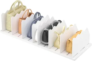 SOYO Adjustable Clear Purse Organizers for Closet, Acrylic Shelf Divider for Bag and Purse Storage, Clear Pocketbook and Handbag Organizer, Bookshelf Separator Organizers for House, Office Use, White
