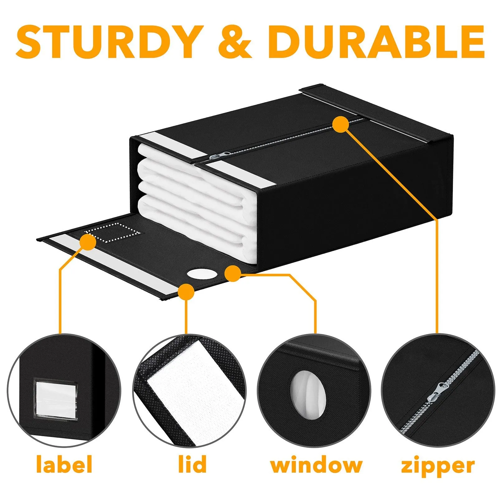 SpaceAid 4 Pack Foldable Bed Sheet Organizer Set, Black