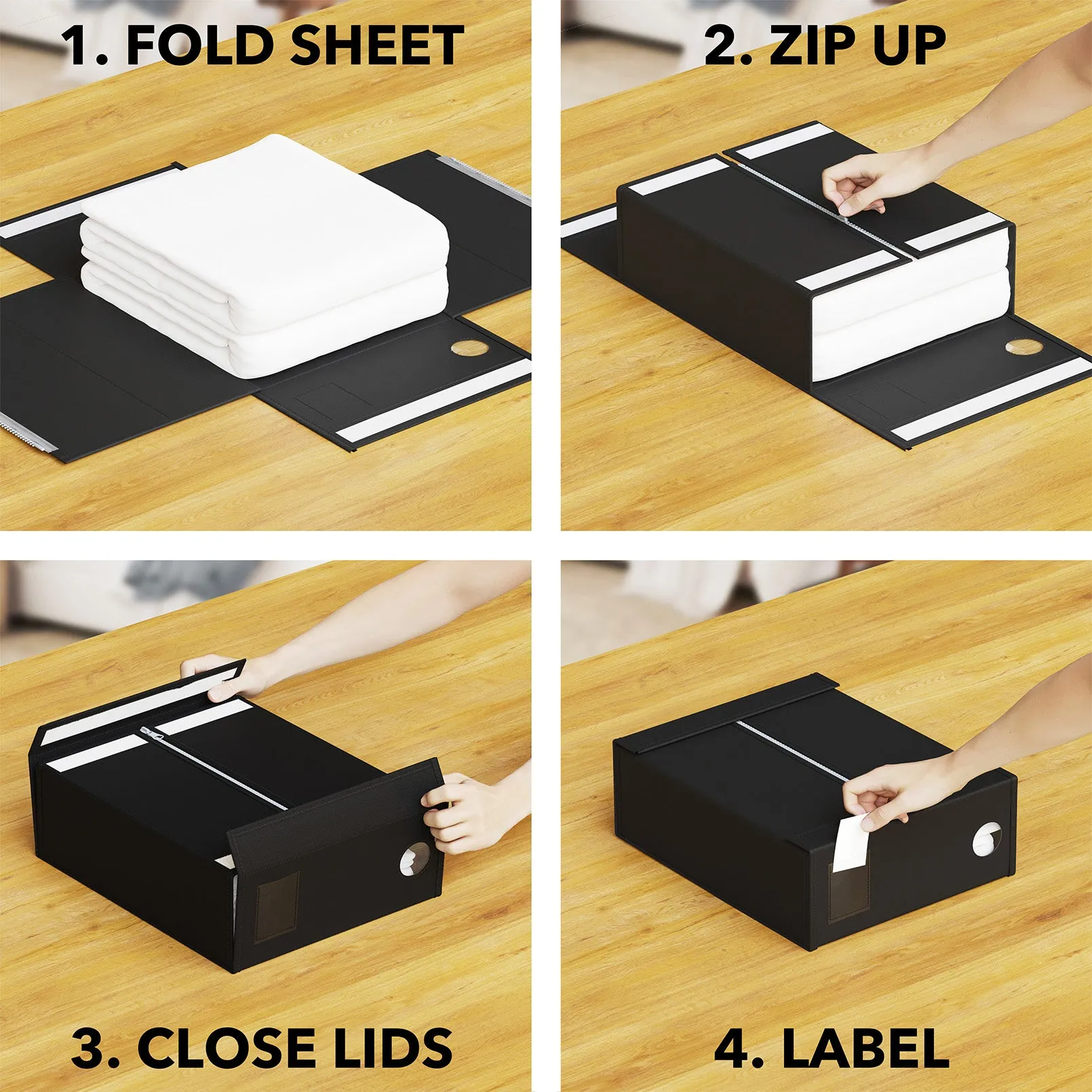 SpaceAid 6 Pack Bed Sheets Organizer and Foldable Storage in Black