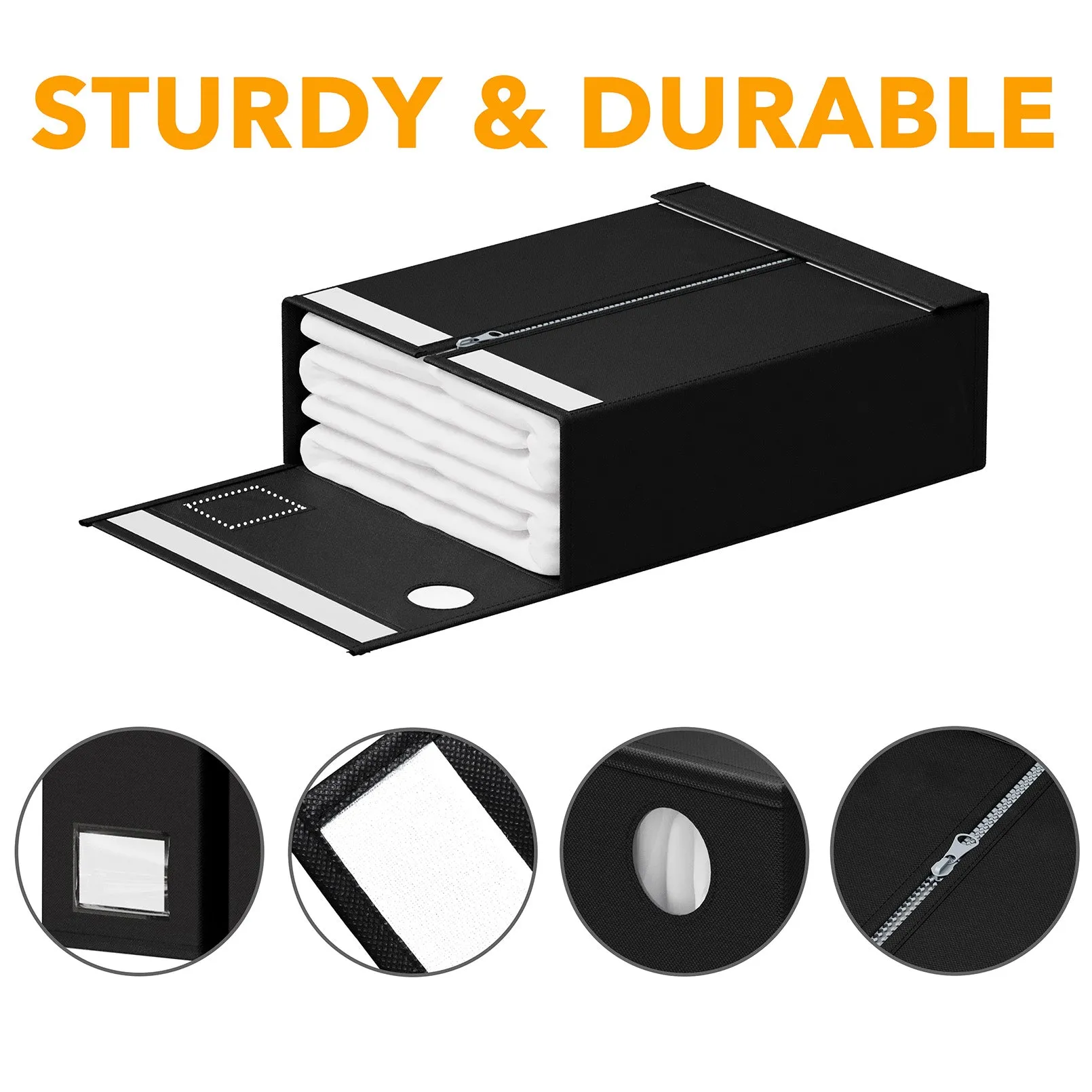 SpaceAid 6 Pack Bed Sheets Organizer and Foldable Storage in Black
