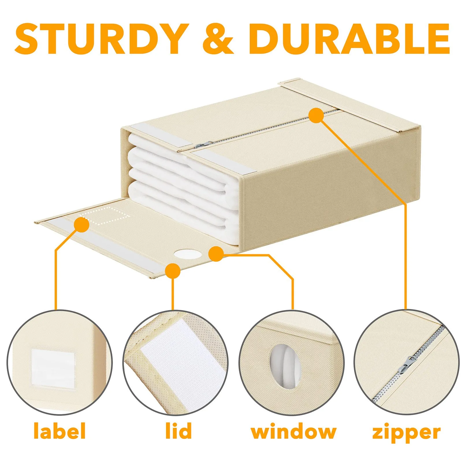 SpaceAid 8 Pack Bed Sheet Organizer and Storage Folder Sheet Organizer in Beige