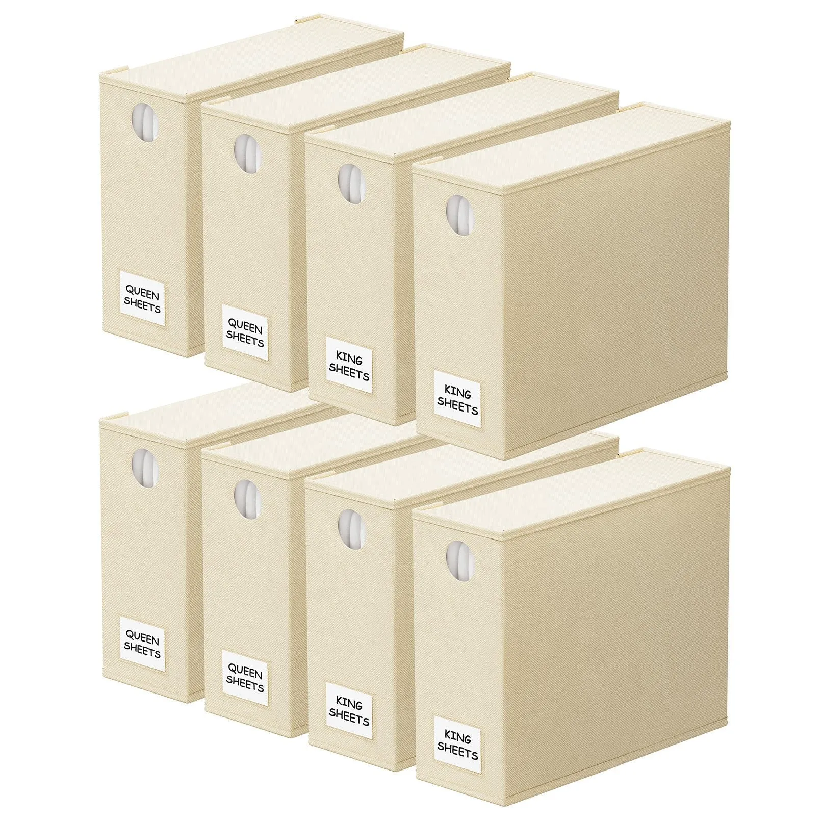 SpaceAid 8 Pack Bed Sheet Organizer and Storage Folder Sheet Organizer in Beige
