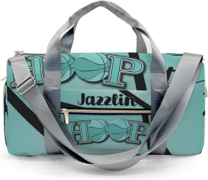 Sport Player Duffle Bag for Travel,Personalized Hoop Basketball Teal Carry on Bag Travel Bags Overnight Weekend Gym Bag Carry On Luggage Bags