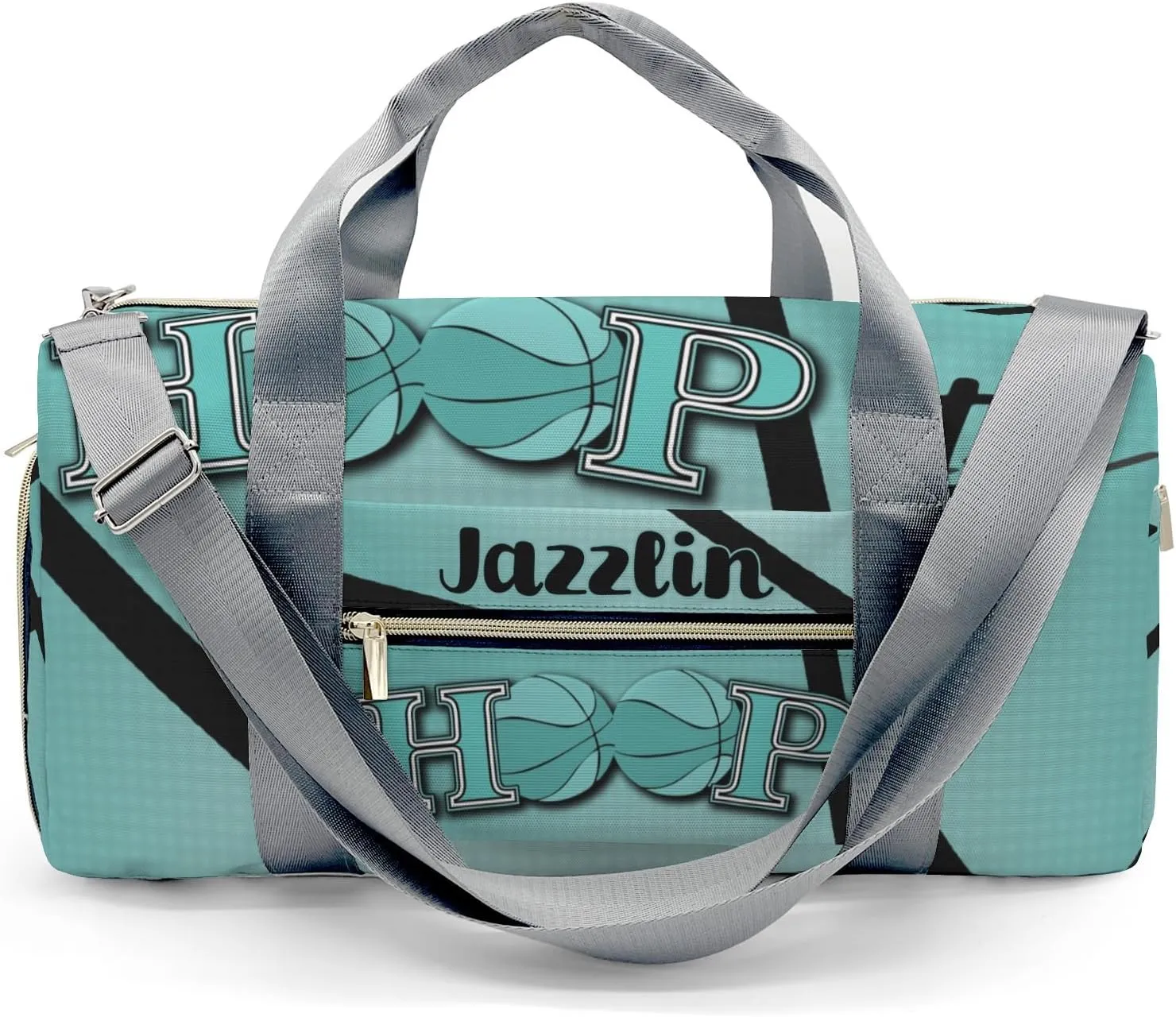 Sport Player Duffle Bag for Travel,Personalized Hoop Basketball Teal Carry on Bag Travel Bags Overnight Weekend Gym Bag Carry On Luggage Bags