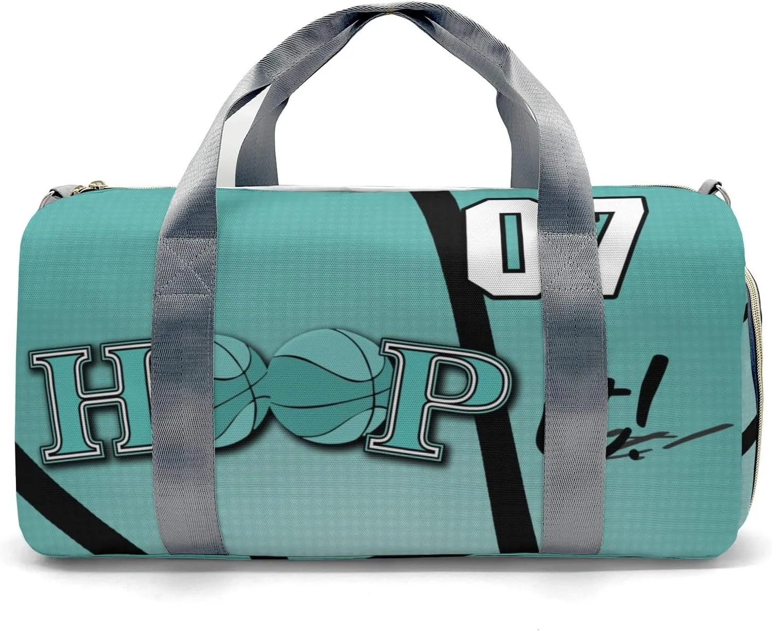Sport Player Duffle Bag for Travel,Personalized Hoop Basketball Teal Carry on Bag Travel Bags Overnight Weekend Gym Bag Carry On Luggage Bags