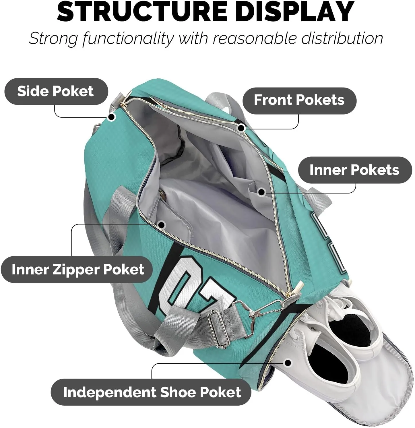 Sport Player Duffle Bag for Travel,Personalized Hoop Basketball Teal Carry on Bag Travel Bags Overnight Weekend Gym Bag Carry On Luggage Bags