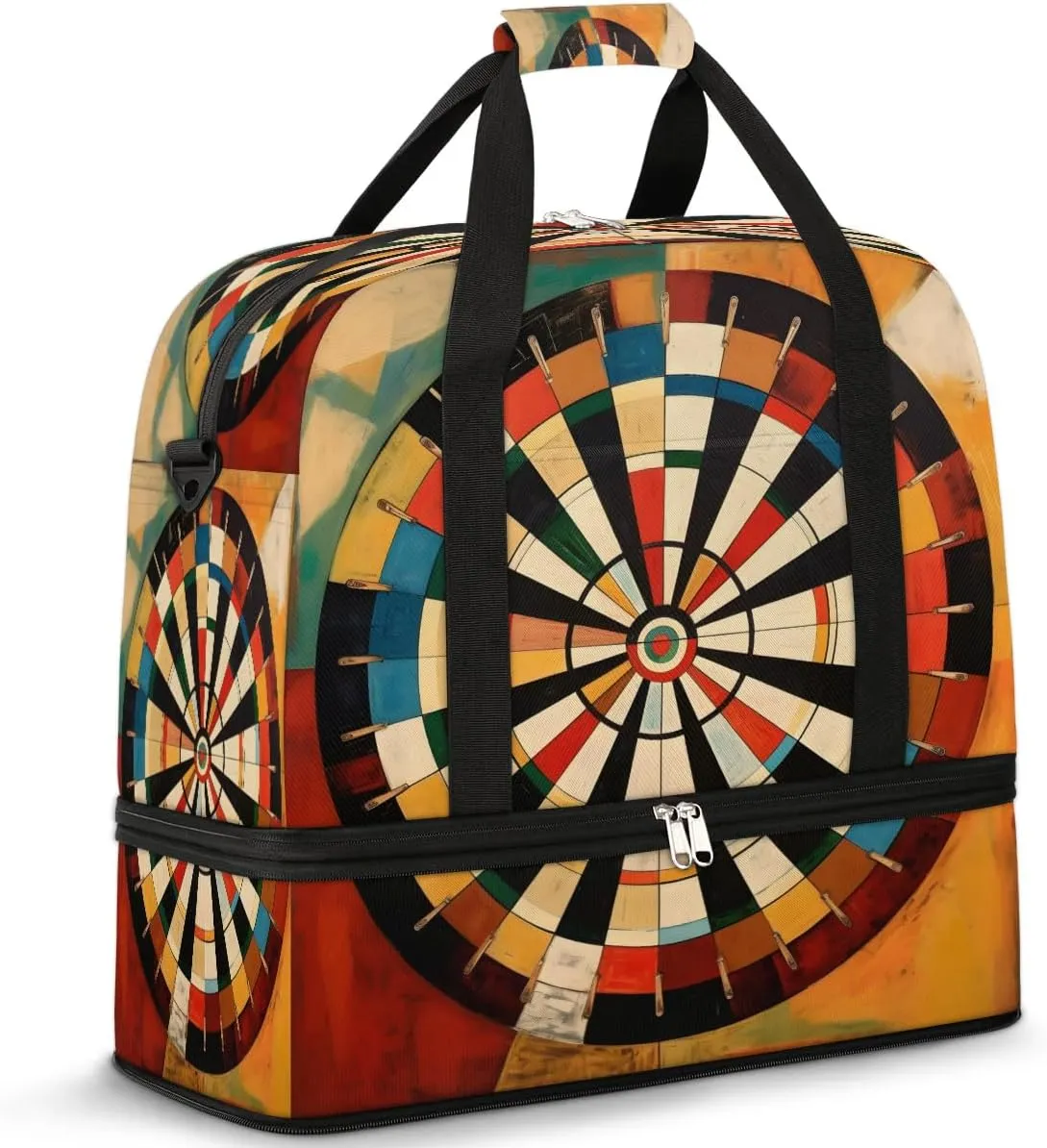 Sports Duffel Bag, Foldable Darts Board Travel Duffel Bag, Gym Yoga Beach Bag Weekender Overnight Bag with Shoes Compartment for Men Women, Sports