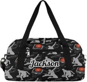 Sports Play Basketball Pattern Custom Name Kids Duffel Bags Personalized Customized Sports Gym Bag Girls Dance Bag Tote Overnight Weekender Sleepover Carry On Travel Bag for Boys Girls