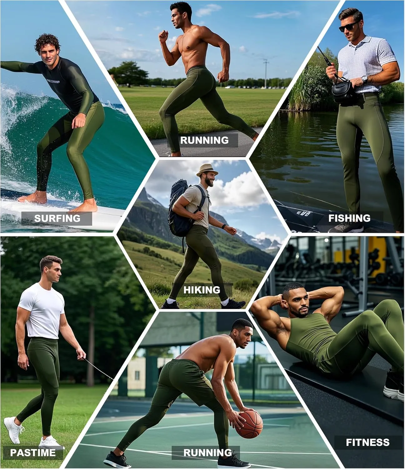 SPVISE 2 or 3 Pack Men's Compression Pants Leggings Running Tights with Pocket Cool Dry Workout Base Layer Athletic Gym Pants