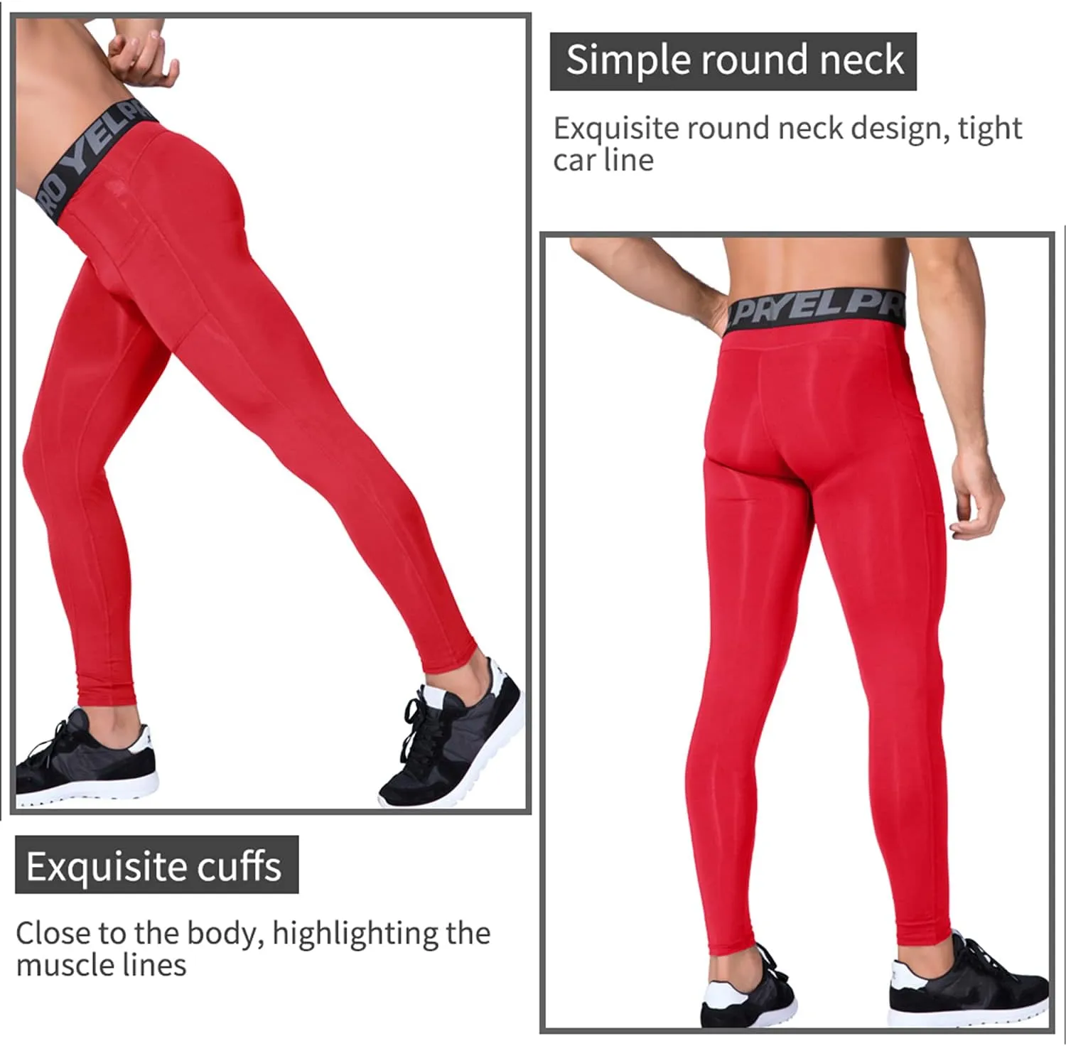 SPVISE 2 or 3 Pack Men's Compression Pants Leggings Running Tights with Pocket Cool Dry Workout Base Layer Athletic Gym Pants