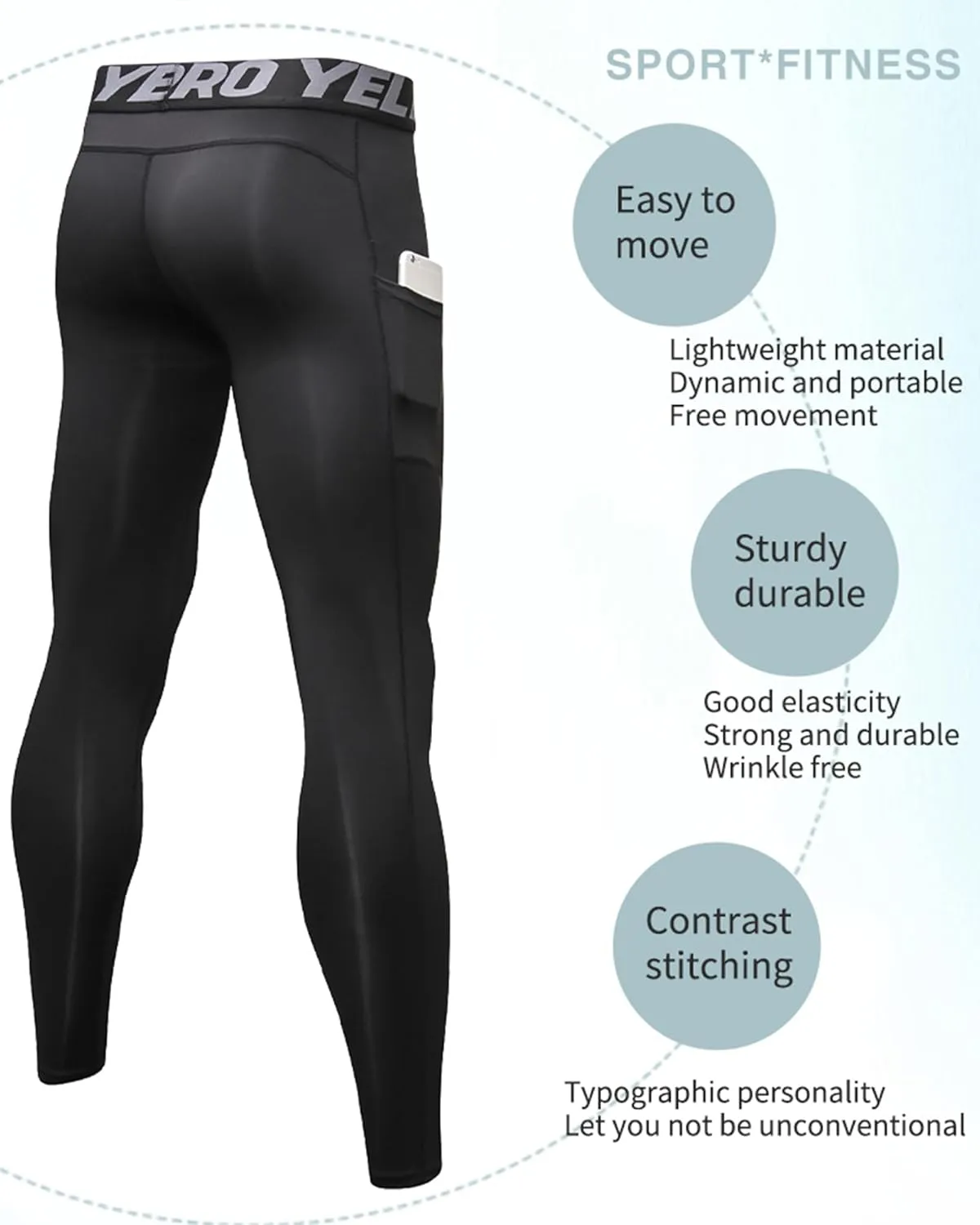 SPVISE 2 or 3 Pack Men's Compression Pants Leggings Running Tights with Pocket Cool Dry Workout Base Layer Athletic Gym Pants