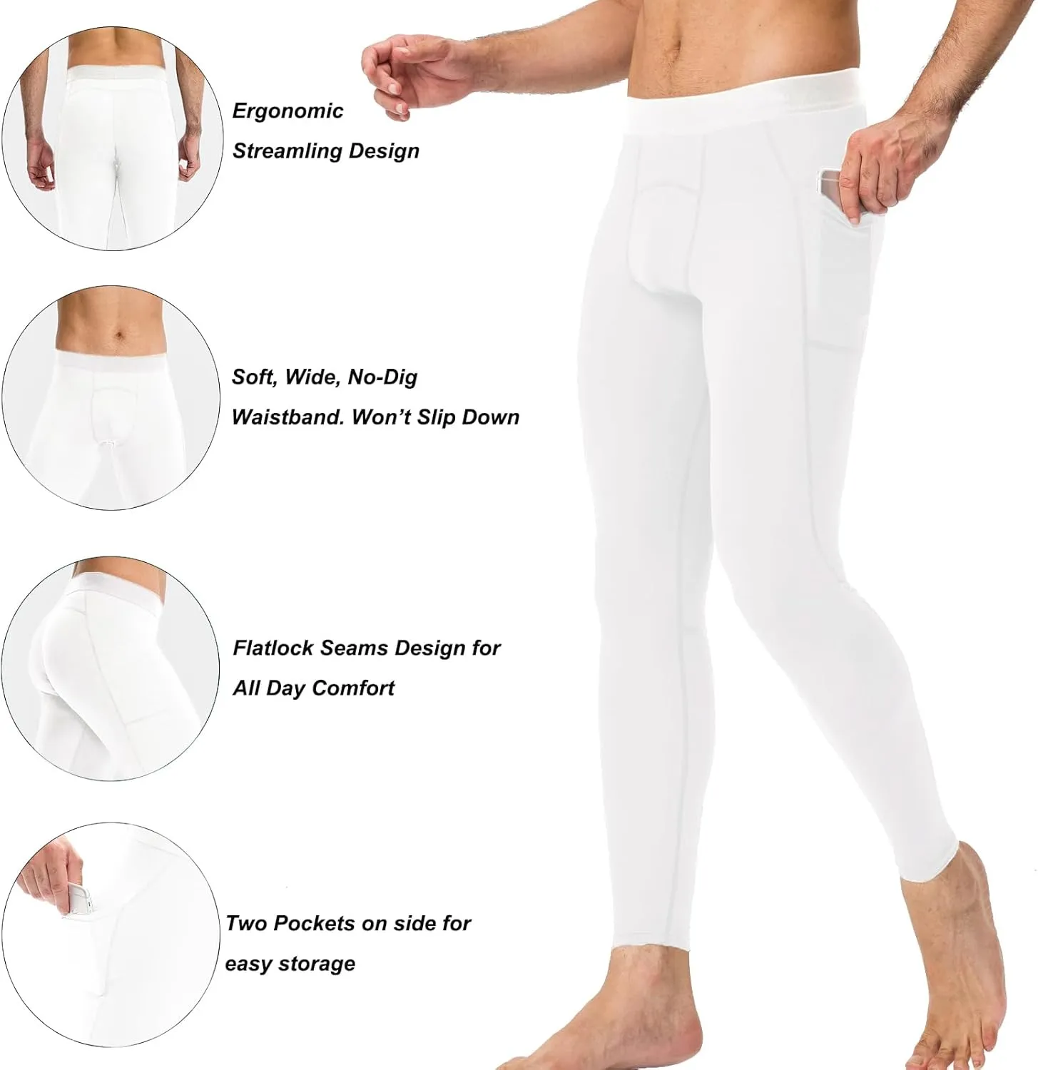 SPVISE Men's Compression Pants Workout Leggings Running Tights Cool Dry Athletic Baselayer Pants for Basketball Yoga Cycling