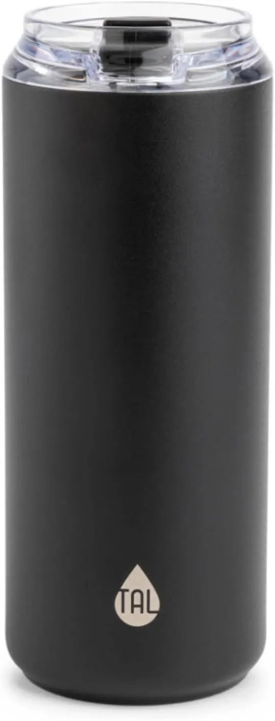 Stainless Steel Tall Boy Water Bottle, 18 oz, Black – Double Wall Insulated, Leak-Proof, Reusable